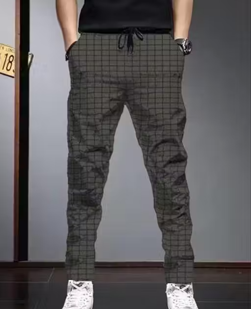 Checked Trackpants Maroon for Men