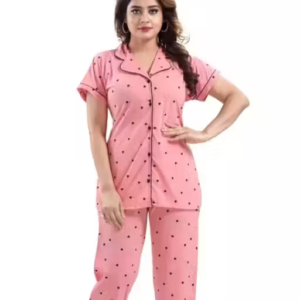 Women Cotton Printed Night Suit – Comfortable Nightwear Set