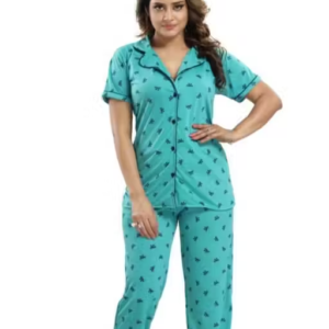 Women Cotton Printed Night Suit – Comfortable Nightwear Set