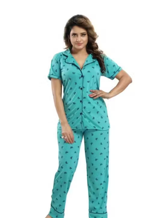 Women Cotton Printed Night Suit – Comfortable Nightwear Set