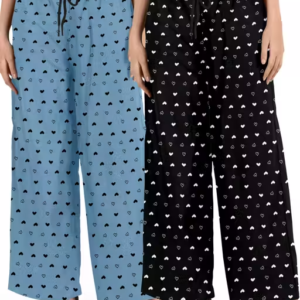 Women’s Cotton Heart Printed Pyjama Set – Pack of 2