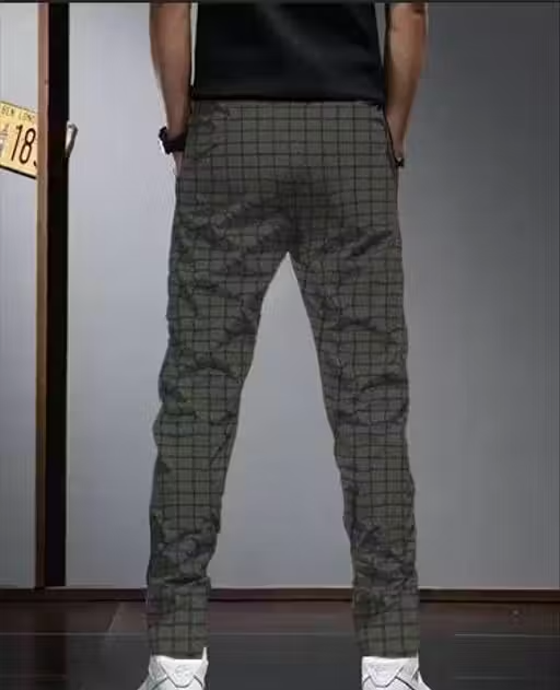 Checked Trackpants Maroon for Men - Image 2