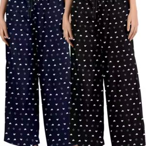 Women’s Cotton Heart Printed Pyjama Set – Pack of 2