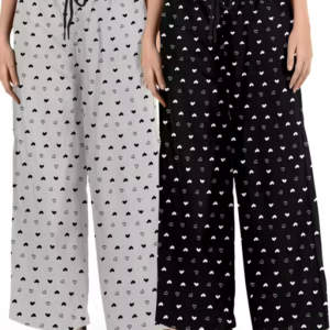 Women’s Cotton Heart Printed Pyjama Set – Pack of 2