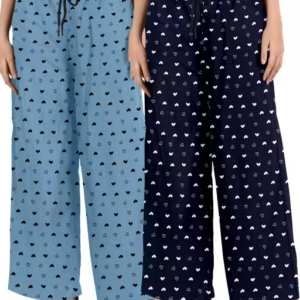 Women’s Cotton Heart Printed Pyjama Set – Pack of 2