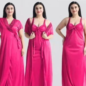 Women’s Satin Nighty with Robe – 2 Piece Nightwear Set