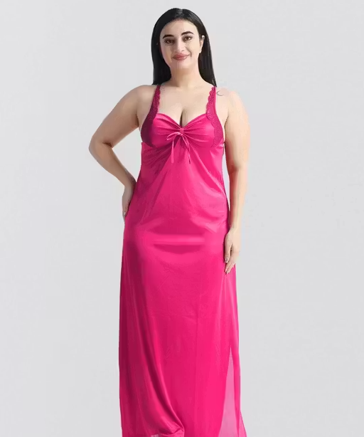 Women’s Satin Nighty with Robe – 2 Piece Nightwear Set - Image 3