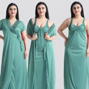 Women’s Satin Nighty with Robe – 2 Piece Sleepwear Set