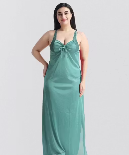 Women’s Satin Nighty with Robe – 2 Piece Sleepwear Set - Image 3