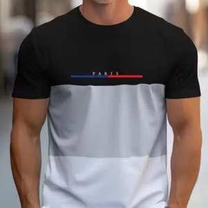 Men’s Color Block Crew Neck T-Shirt – Stylish Casual Wear