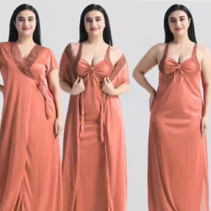Women’s Satin Nighty with Robe – Premium 2 Piece Nightwear Set