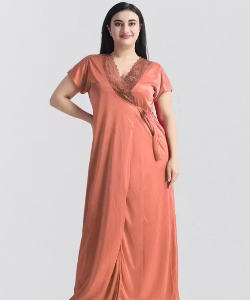 Women’s Satin Nighty with Robe – Premium 2 Piece Nightwear Set - Image 4