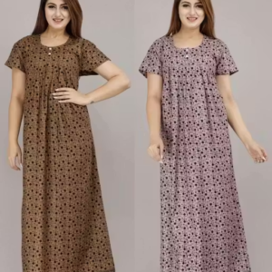 Women’s Cotton Printed Nighty Combo – Pack of 2
