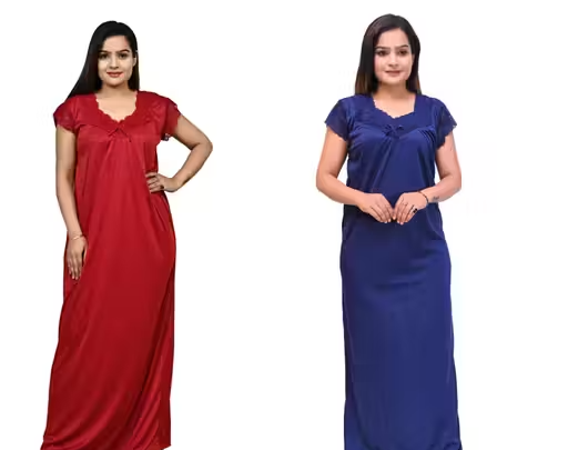 Siya Attractive Women Satin Nightdresses – Pack of 2
