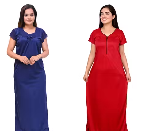 Inaaya Fashionable Women Satin Nightdresses – Pack of 2