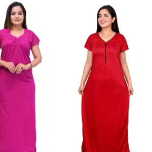 Divine Fashionable Women Satin Nightdresses – Pack of 2