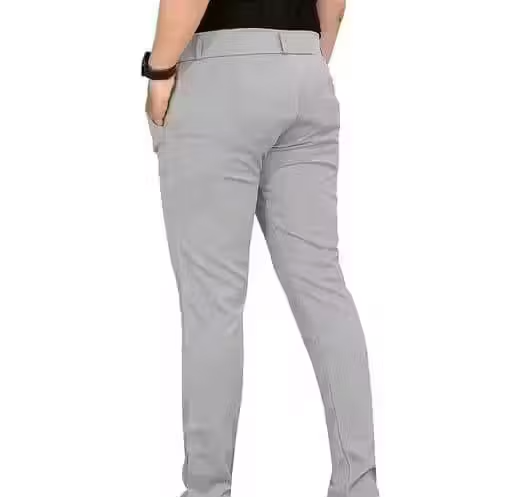 Men Regular Fit Formal Stretchable Light Gray Pant - Image 3