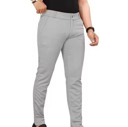 Men Regular Fit Formal Stretchable Light Gray Pant - Image 4