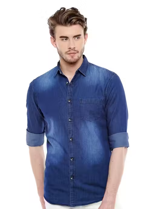 The Men’s Silky Dark Blue Denim Shirt