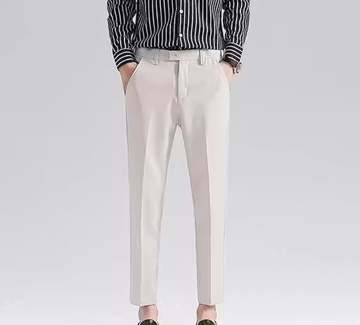 Men's Cream Formal Trousers Pants