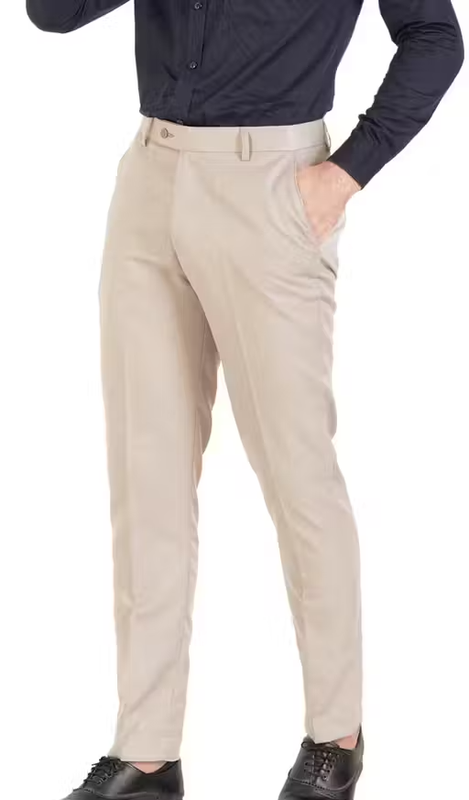 Men's Cream Formal Trousers Pants - Image 2