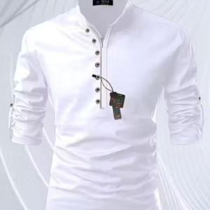 Men’s Stylish Kurta Shirt – Formal Mandarin Collar Shirt