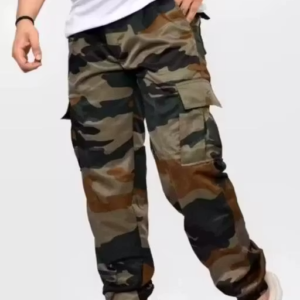 Men’s Regular Fit Army Print Cargo Style Casual Trousers Pants