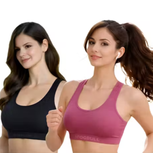 Cotton Blend Non-Padded Non-Wired Full Coverage Sports Bra (Pack of 2)