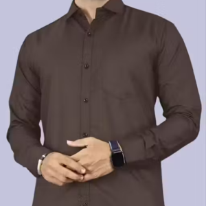 Boninos Men Solid Casual Shirt with Front Pocket – Brown