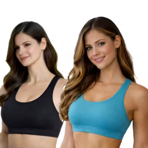 Cotton Lycra Stretchable Non-Padded Full Coverage Sports Bra (Pack of 2)