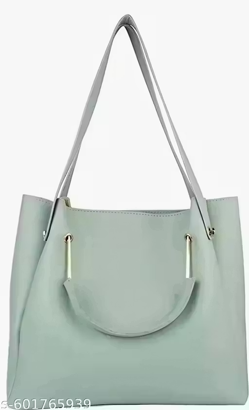 Trendy Faux Leather Handbag with Pom-Pom Keychain - Image 2