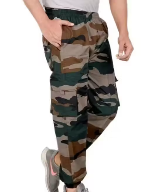 Men’s Regular Fit Army Print Cargo Style Casual Trousers Pants - Image 3