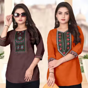 Women Cotton Blend Solid Short Kurti for Daily Wear