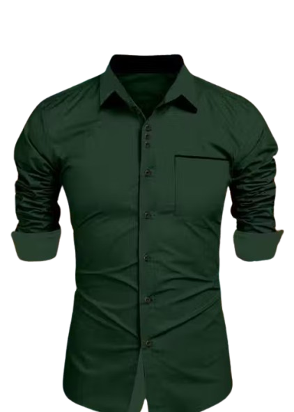 Stylish Men’s Solid Dark Green Smart Fit Shirt – Formal, Casual & Party Look - Image 2