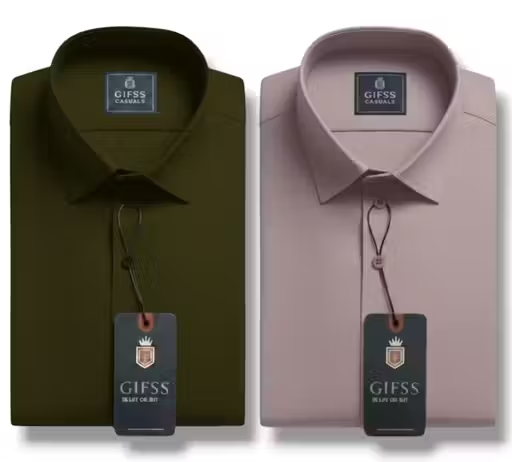 Plus Size Full Sleeve Solid Shirts Combo for Men