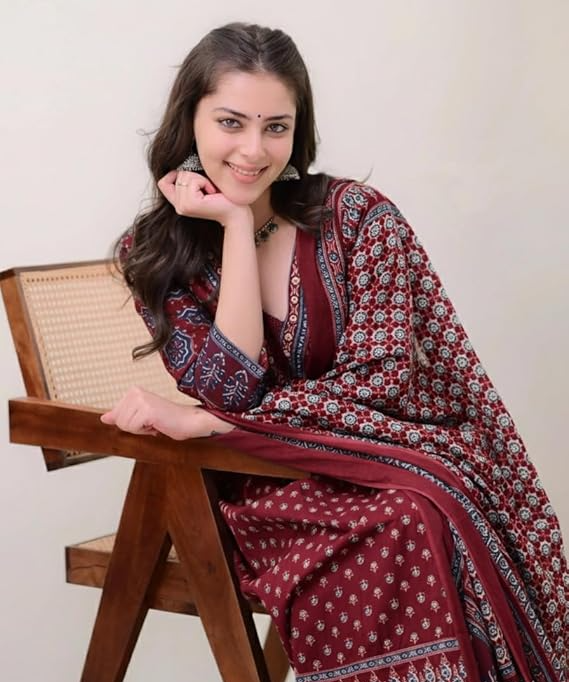 Viscose Printed Anarkali Kurta Set with Pant and Dupatta - Image 2