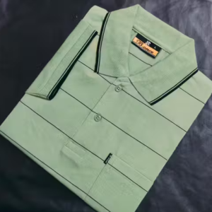 Men Cotton Blend Striped Polo Neck T-Shirt