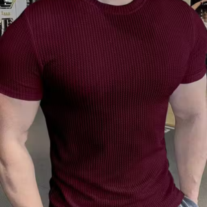 Men Striped Self Design Half Sleeve T-Shirt