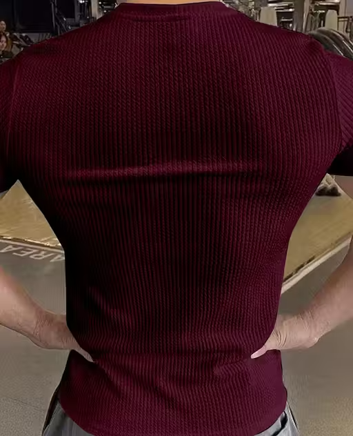 Men Striped Self Design Half Sleeve T-Shirt - Image 3