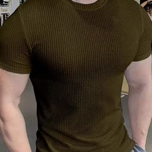 Men Striped Self Design Half Sleeve T-Shirt