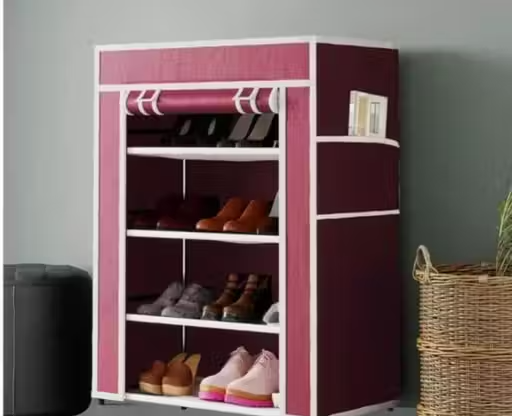 Plastic Pipe Shoe Rack 4 Layer Black