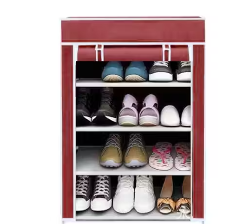 Shoe Rack with Cover Multi Utility Storage Cabinet 4 Layer