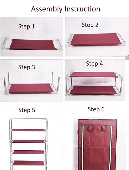 Shoe Rack with Cover Multi Utility Storage Cabinet 4 Layer - Image 3