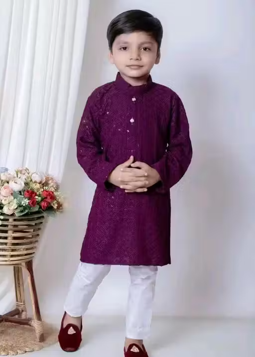 Sequence Kurta Pyjama Boys Festive & Party Dress (Mehendi)