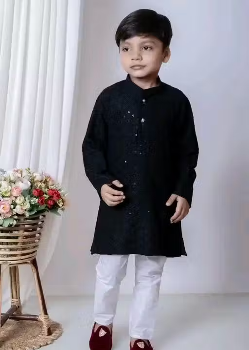 Sequence Kurta Pyjama Boys Festive & Party Dress (Mehendi)