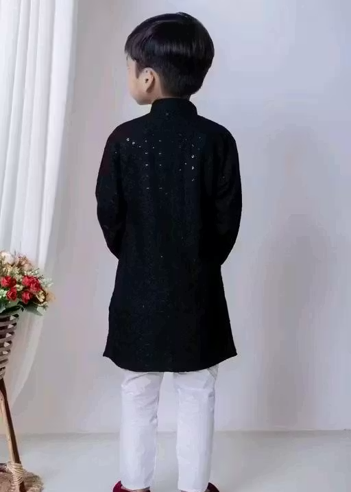 Sequence Kurta Pyjama Boys Festive & Party Dress (Mehendi) - Image 2