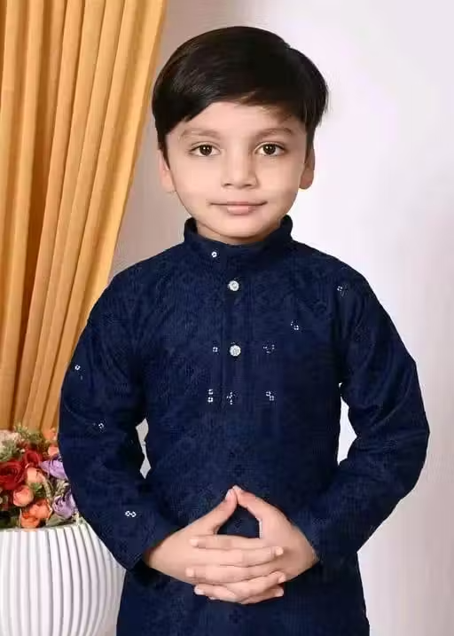 Sequence Kurta Pyjama Boys Festive & Party Dress (Mehendi) - Image 3