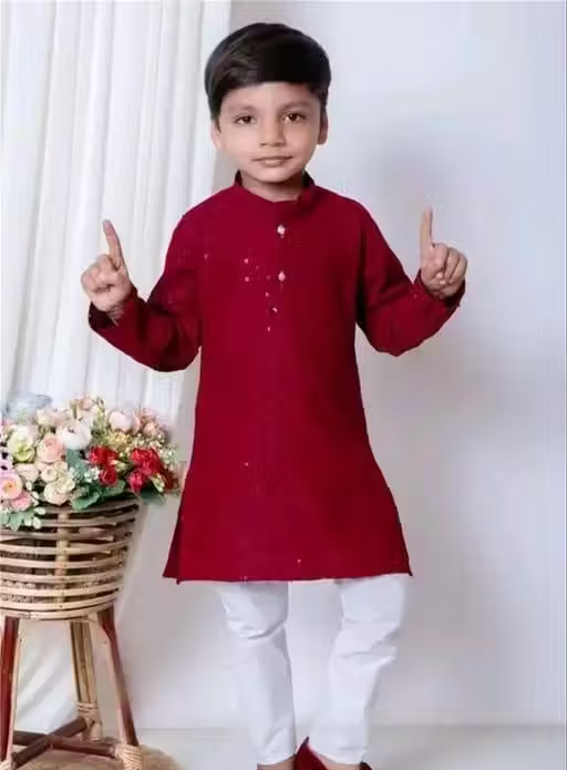 Sequence Kurta Pyjama Boys Festive & Party Dress (Mehendi)
