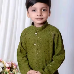 Sequence Kurta Pyjama Boys Festive & Party Dress (Mehendi)