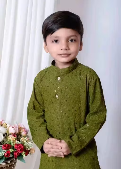 Sequence Kurta Pyjama Boys Festive & Party Dress (Mehendi)